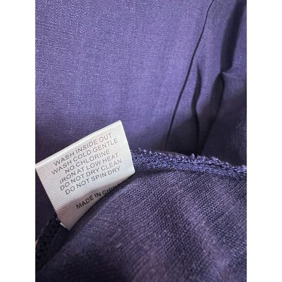 Shopthemint Navy Blue Linen Top Size SM Solid Short Sleeve EUC - Picture 3 of 6